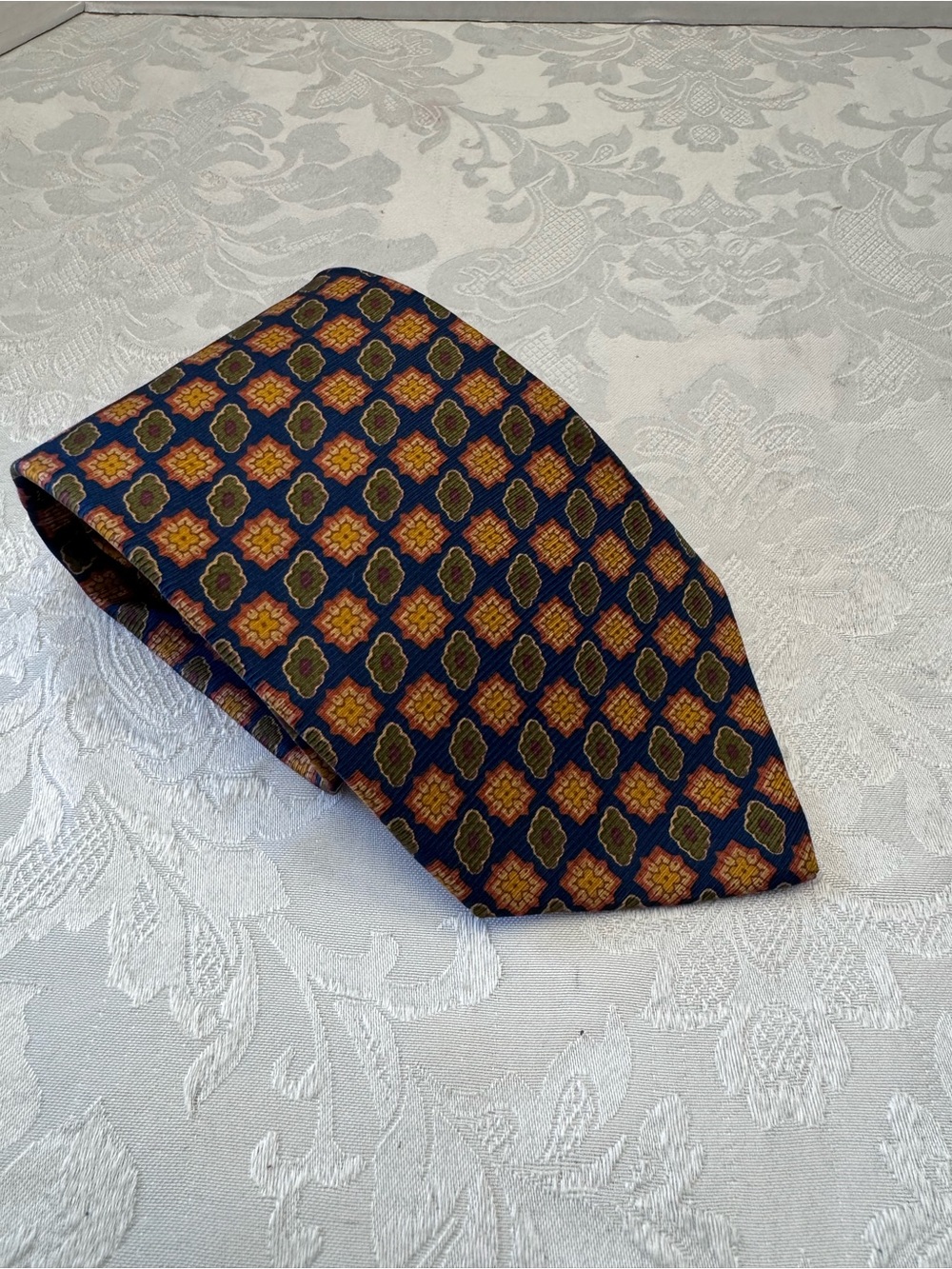 Brooks Brothers Makers Silk Tie Old Money‎ Preppy Dapper Medallion Blue Green